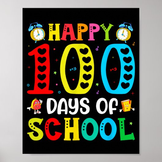 100th Day Of School Teachers Students 100 Days Of  Poster (Voorkant)