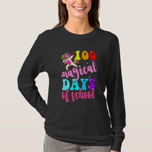100th Day Of School Unicorn 100 Magical Days Teach T-shirt (Voorkant)