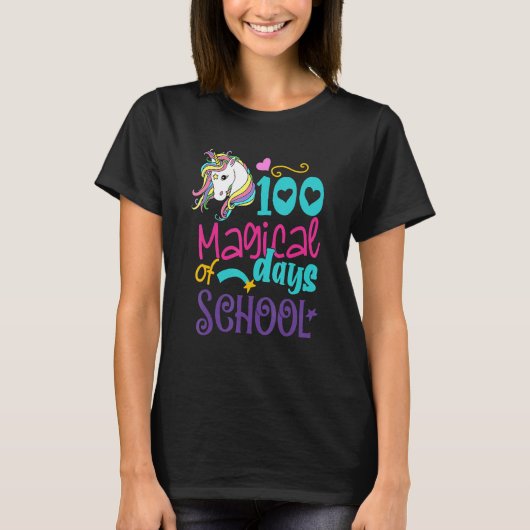 100th Day Of School Unicorn 100 Magical Days Teach T-shirt (Voorkant)