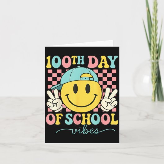 100th Day Of School Vibes 100 Days Teacher Boy Gir Kaart (Voorkant)