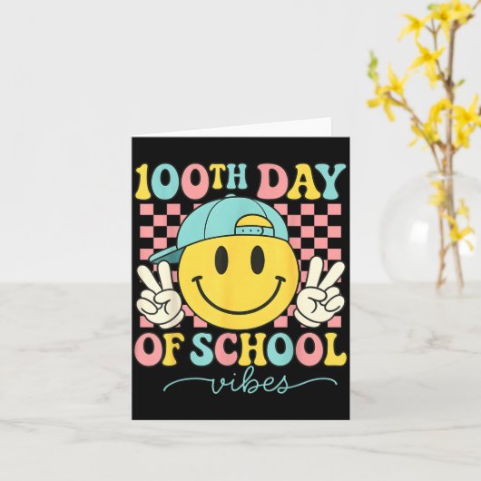 100th Day Of School Vibes 100 Days Teacher Boy Gir Kaart (Gele Bloem)
