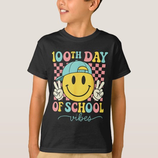 100th Day Of School Vibes 100 Days Teacher Boy Gir T-shirt (Voorkant)