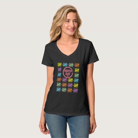 100th Day Rainbow Lines Tally Marks 100 Days Of Sc T-shirt (Voorkant volledig)