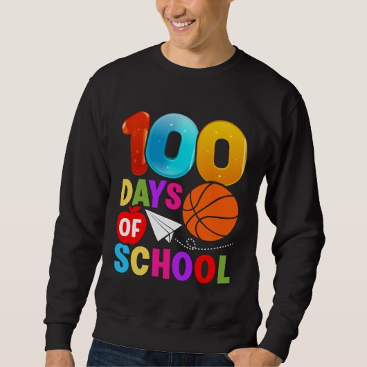 100th Day Student Boys Girls Basketball 100 Days O Trui (Voorkant)
