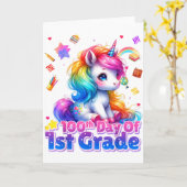 100th Days Of 1st Grade Unicorn 100 Days Toddler G Kaart (Gele Bloem)