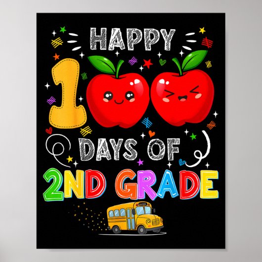 100th Days Of 2nd Grade 100 Days Toddler Girl Poster (Voorkant)