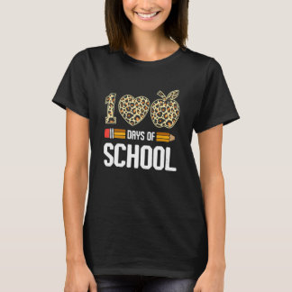 100th Days Of School Classic Arts Leopard Apparel  T-shirt