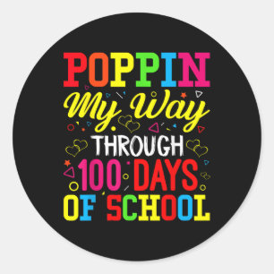 100th Days School Poppin Mijn weg door 100 dagen O Ronde Sticker