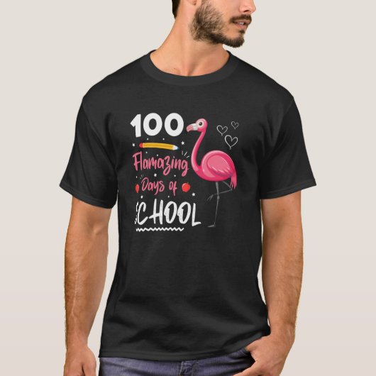 100th Flamazing days of school Animal Flamingo Kid T-shirt (Voorkant)