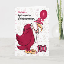 100th Funny Birthday Pink Buzzard met naam