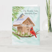 100th Happy Birthday Birds at Birdhouse Kaart (Voorkant)