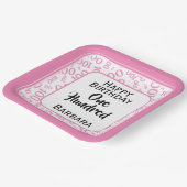 100th Party Willekeurig Nummer Patroon Roze/Wit Papieren Bordje (Gebogen)