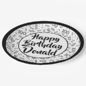 100th Party Willekeurig Nummer Patroon Zwart/Wit Papieren Bordje (Gekanteld)