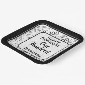 100th Party Willekeurig Nummer Patroon Zwart/Wit Papieren Bordje (Gebogen)