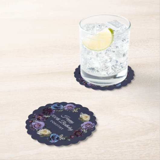 100th Verjaardag Gepersonaliseerde Moody Paarse bl Kartonnen Onderzetters (Insitu)