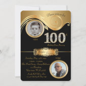 100th, Verjaardag Man 100th, elegant art deco, zwa Kaart (Voorkant)