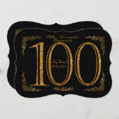 100th, Verjaardagsfeest 100th, Gatsby, zwart & gou Kaart (Voorkant / Achterkant)