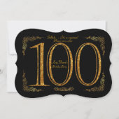 100th, Verjaardagsfeest 100th, Gatsby, zwart & gou Kaart (Voorkant)
