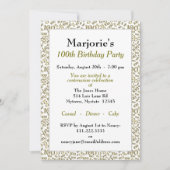 100th verjaardagsfeestje goud / wit nummerpatroon kaart (Voorkant)