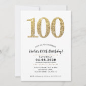 100TH VERJAARDAGSFEESTJE UITNODIGEN moderne gouden Kaart (Voorkant)
