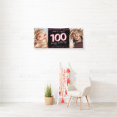 100th Zwart Roze Gelukkige Verjaardag Foto Banner (Insitu)