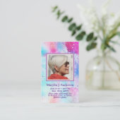 100x Arty Roze Blauw  FOTO Bedenkaart Visitekaartje (Staand voorkant)