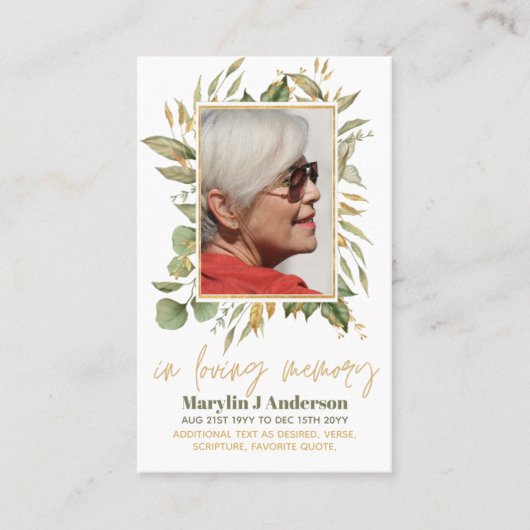 100x Budget Begroening Foto Sympathie Rouwkaart Ge Visitekaartje (Voorkant)