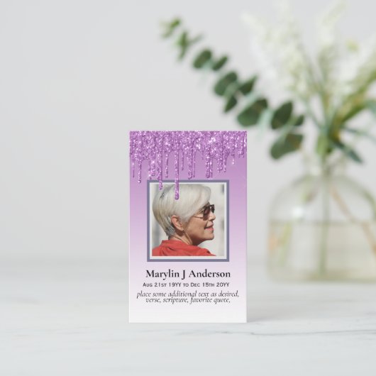 100x Budget Roze Bloem Foto Herdenking Gebeds Kaar Visitekaartje (Staand voorkant)