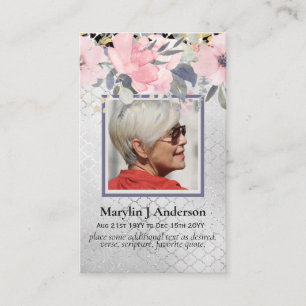 100x budget Roze Floral Foto Memorial Prayer Busi Visitekaartje