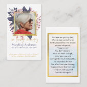 100x budget Roze Floral Foto Memorial Prayer Visitekaartje (Voorkant / Achterkant)