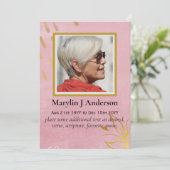 100x Elegant Roze Goud  FOTO Herdenkingskaart Gebe Kaart (Staand voorkant)