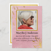 100x Elegant Roze Goud  FOTO Herdenkingskaart Gebe Kaart (Voorkant / Achterkant)