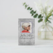 100x Elegant Silver Damask PHOTO Prayer Memorial Visitekaartje (Staand voorkant)