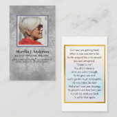 100x Elegant Silver Damask PHOTO Prayer Memorial Visitekaartje (Voorkant / Achterkant)