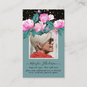 100x Roze Sage Floral PHOTO Prayer Memorial Kaart Visitekaartje