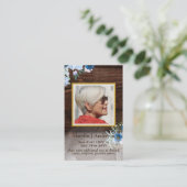 100x Rustic Blue Flora PHOTO Prayer Memorial Kaart Visitekaartje (Staand voorkant)