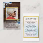 100x Rustic Blue Flora PHOTO Prayer Memorial Kaart Visitekaartje (Voorkant / Achterkant)