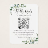 100x Wedding Website QR Code Foto Eucalyptus RSVP Visitekaartje (Voorkant)