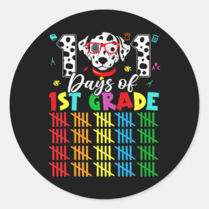 101 dagen school 1e klas hond 100 dagen slimmer st ronde sticker