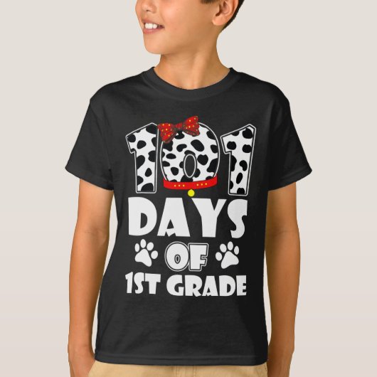 101 dagen school 1e klas hond 100 dagen slimmer st t-shirt (Voorkant)