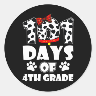 101 dagen School 4e graad Dog 100 dagen slimmer St Ronde Sticker