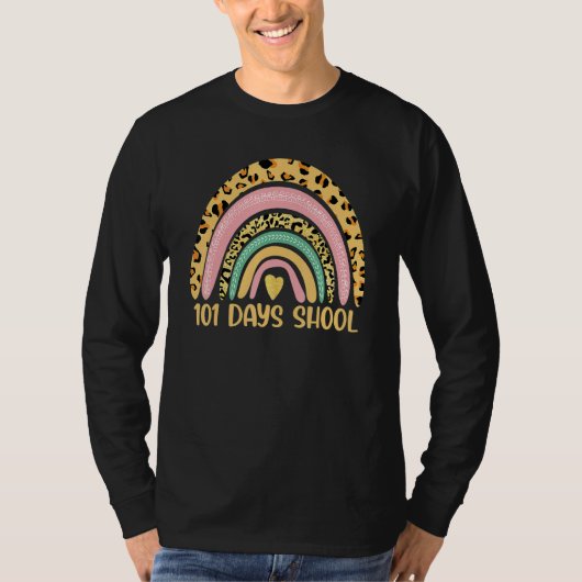 101 Days School Cute Leopard Rainbow Student Or Te T-shirt (Voorkant)