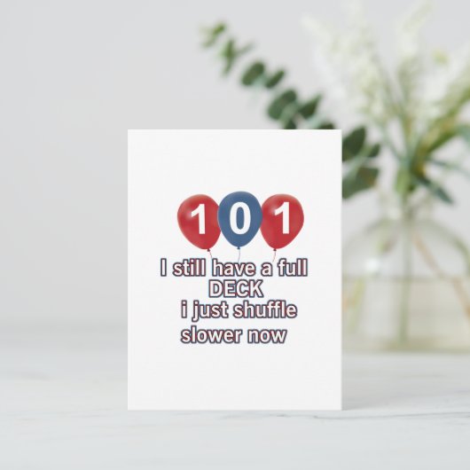 101-jarig design briefkaart (Staand voorkant)