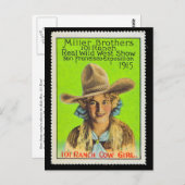 101 Ranch Cowgirl Poster Stamp #2, Panama Pacific  Briefkaart (Voorkant / Achterkant)
