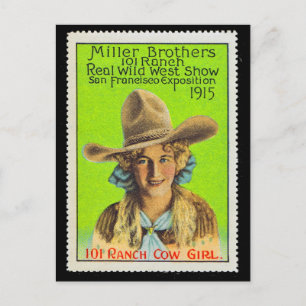 101 Ranch Cowgirl Poster Stamp #2, Panama Pacific  Briefkaart