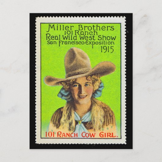 101 Ranch Cowgirl Poster Stamp #2, Panama Pacific  Briefkaart (Voorkant)