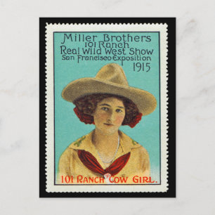 101 Ranch Cowgirl Poster Stamp #3, Panama-Pacific Briefkaart