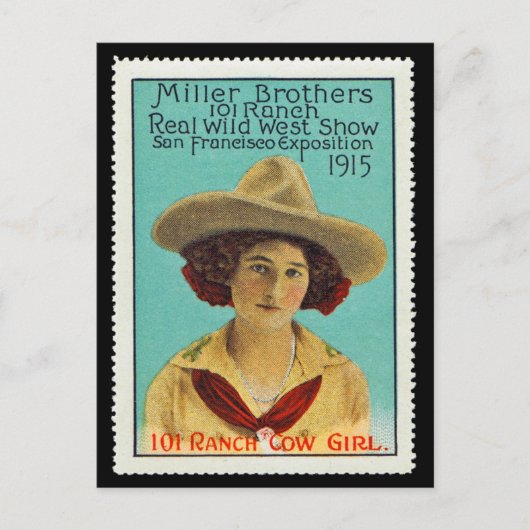101 Ranch Cowgirl Poster Stamp #3, Panama-Pacific Briefkaart (Voorkant)