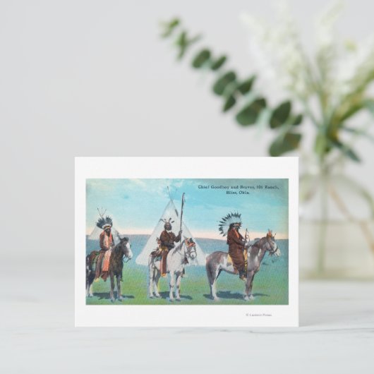 101 Ranch Uitzicht of Chief Goodboy and Braves Briefkaart (Staand voorkant)