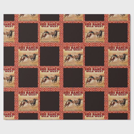 101 Wild Ranch Wild West Rodeo Steer Wrestler Cadeaupapier (Vlak)